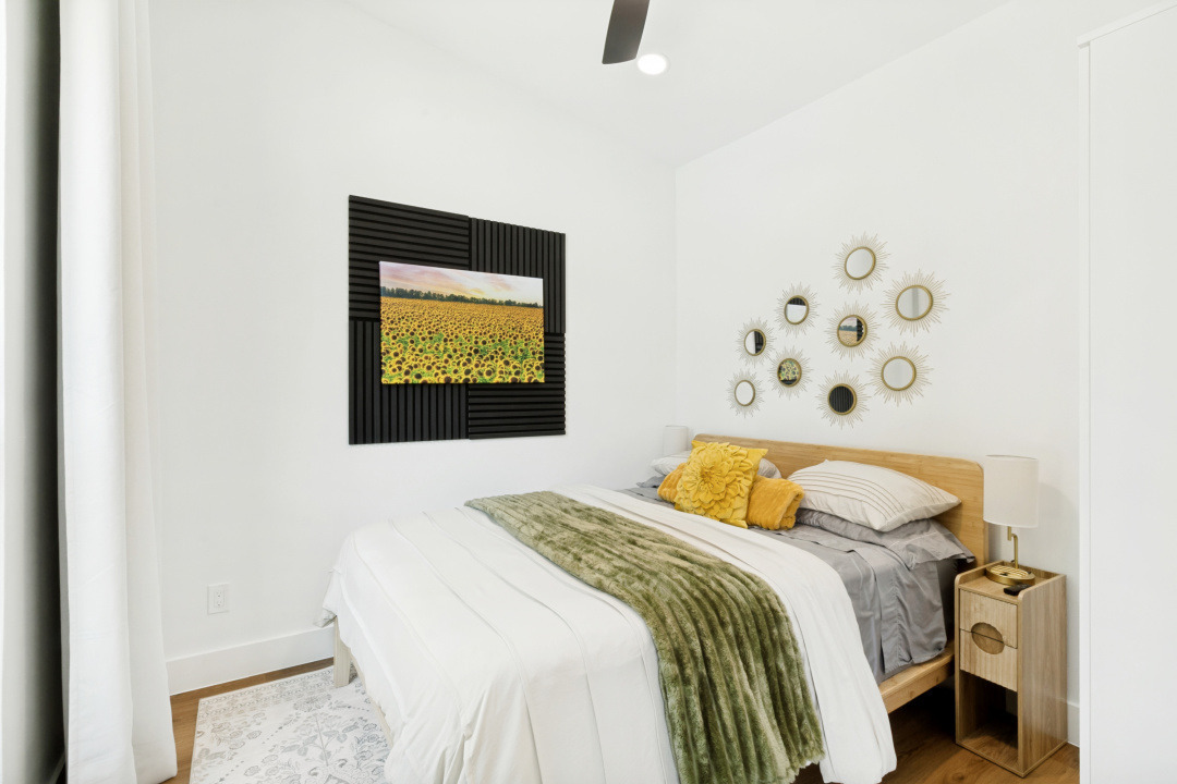 ingleside pool house bedroom sunflower art